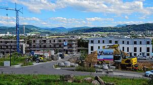 Das Neubaugebiet Leimet III in Bad Säckingen – im Hintergrund das Sisslerfeld in der Schweiz. Vor allem die chemische Industrie wird ...