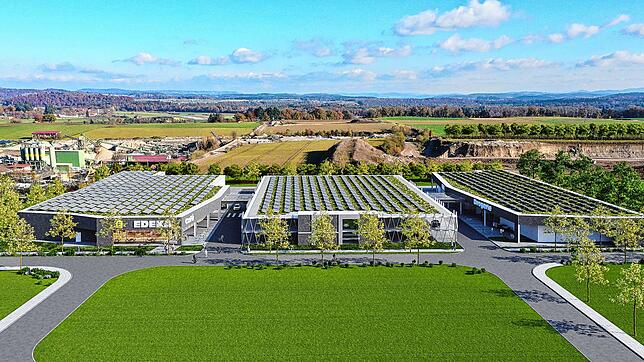 So soll der neue Gewerbepark in Lottstetten einmal aussehen. (Visualisierung)