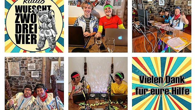 Sie haben über 45 Stunden Radio gemacht: Die Moderatoren von &bdquo;Radio Wuescht&ldquo; mit Simon Haas und Pauline Säger (Bild oben ...