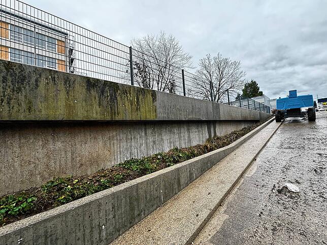 Betonsanierung: Die Zufahrt zur Tiefgarage.