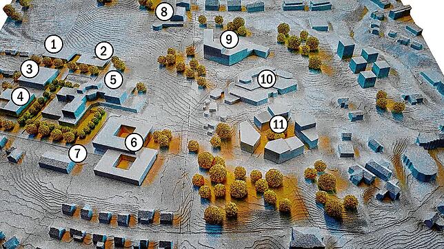So oder so ähnlich könnte der Gesundheits-Campus einmal aussehen: 1 DRK (Neubau), 2 Suchtmedizinische Tagesklinik (Bestand), 3 Parkhaus ...