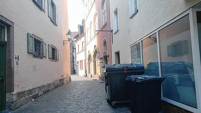 Gegenüber vom Innenstadt-WC in Villingen vor dem Münsterplatz: Wenig einladend dominieren die Plastikbehälter das Bild.