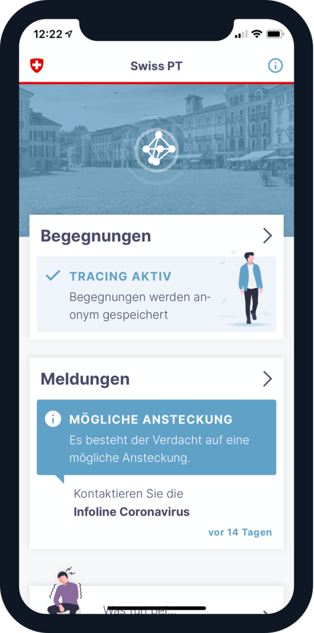 Die App warnt seinen Nutzer, wenn er sich in letzter Zeit in der Nähe eines Corona-Infizierten aufgehalten hat.