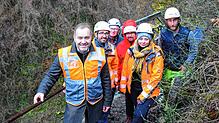 Von links an der Marienschlucht: Matthias Weckbach (Bürgermeister von Bodman-Ludwigshafen), Achilles Häring (Dr. Spang GmbH), Architekt ...