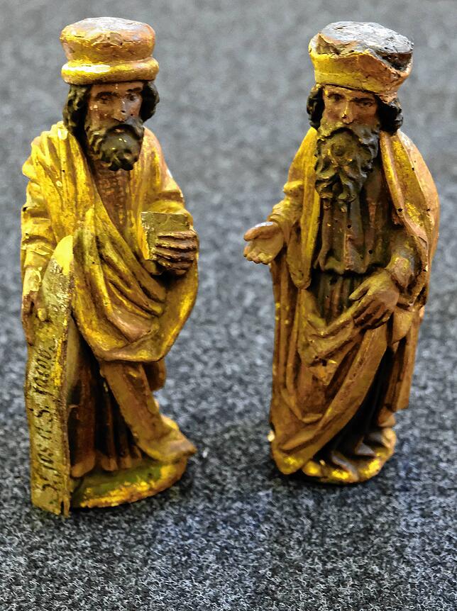 Die beiden Heiligenfiguren von St. Ambrosius und St. Augustinus waren 1965 gestohlen worden und sind im Vorjahr überraschend in Hamburg ...