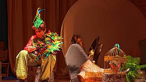 Farbenfroh war die Inszenierung von Mozarts Zauberflöte. Bild: Karin Steinebrunner