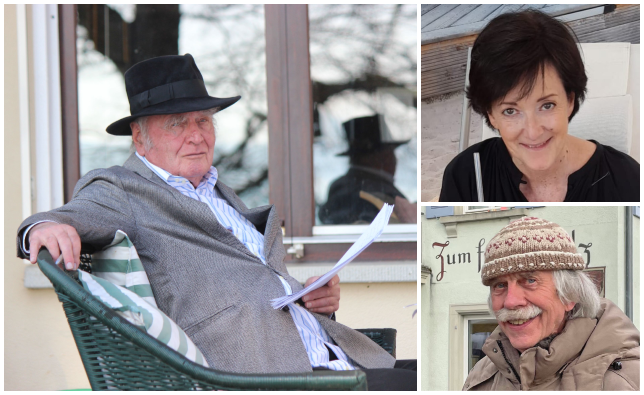 Links: Martin Walser im Garten seines Hauses in Überlingen-Nußdorf wenige Tage vor seinem 90. Geburtstag. Rechts oben: Friseurmeisterin ...