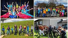 Egal, ob der Bunte Abend an der Fasnacht (oben links), die Dorfputzte im Frühjahr (oben rechts), die Errichtung der Dirt Track (unten ...
