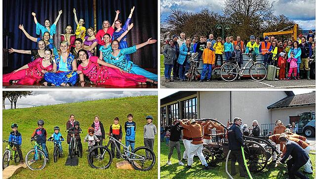 Egal, ob der Bunte Abend an der Fasnacht (oben links), die Dorfputzte im Frühjahr (oben rechts), die Errichtung der Dirt Track (unten ...