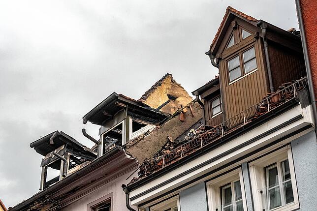 Bild 2: Villingen nach der Brandkatastrophe: Nun zeigt sich das Ausmaß der Zerstörungen