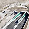 (Archivbild) B33-Ausbau: Der Waldsiedlungstunnel aus der Luft im April 2022.