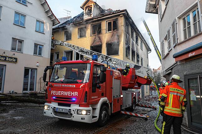 Bei einem Brand in der Meßkircher Innenstadt wurde diese Gebäude schwer beschädigt.