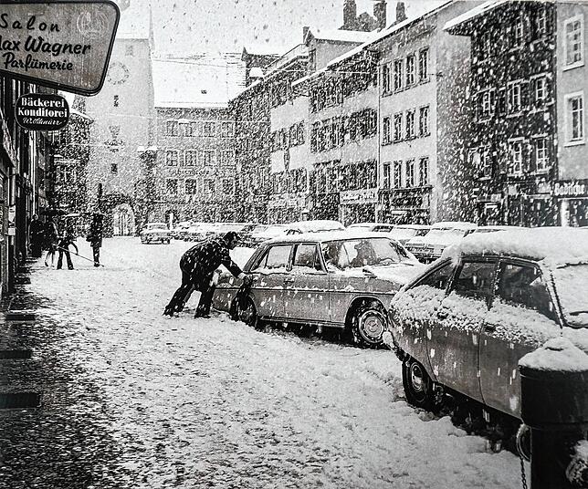 Von 1973: Das Dezemberbild „Winter in der Kaiserstraße“ im neuen Bildkalender.