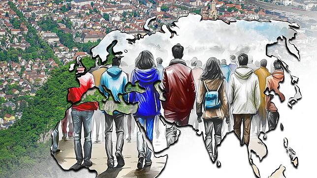 Seit etwa 160 Jahren wandern Menschen nach Singen ein, die Stadt unterm Hohentwiel hat davon profitiert. Diese Illustration ist in ...
