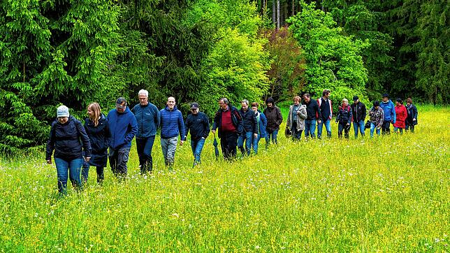 Die Waldbegehung des Bad Dürrheimer Gemeinderats ist mit mehreren Fußmärschen durch das tiefe Gelände verbunden.