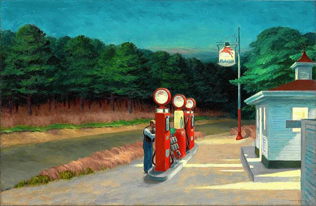 Eines der bekanntens Bilder von Edward Hopper: „Gas“, aus dem The Museum of Modern Art, New York-