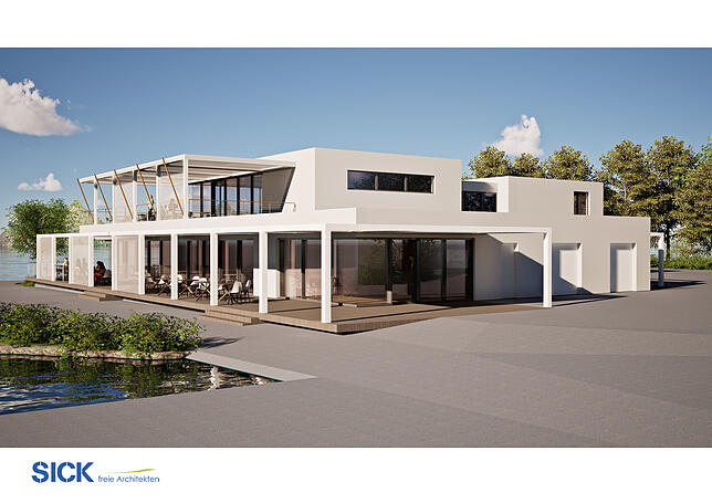 Architekt Jürgen Sick stellte eine mögliche Planung für ein neues Hafenmeistergebäude mit integrierter Landes-Tauchschule vor.
