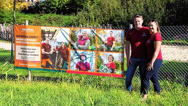 Konstantin Mauz und Sara Reichert besitzen das Naturlieb Baum & Gartendesign. Ihre Gärtnerei muss weichen, wenn der Hafner kommt.