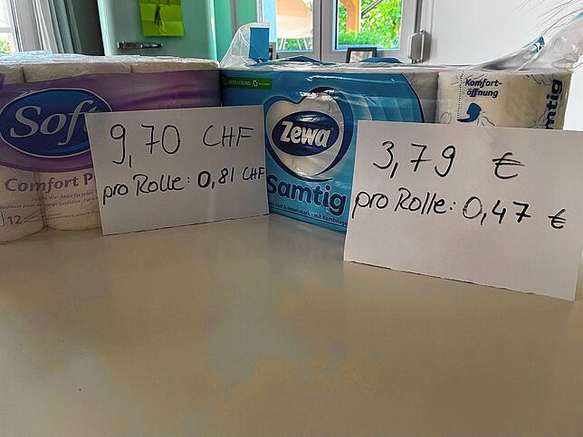 Bild 3: Preisvergleich Deutschland - Schweiz: Was Toilettenpapier, Waschmittel und Küchenrolle kosten
