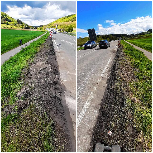 Bild 1: Nach spektakulärem Lkw-Unfall auf der B 27 bei Blumberg &ndash; Bürger fordert erneut eine Leitplanke