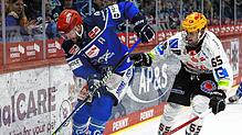 Wild Wings-Stürmer Daniel Pfaffengut (links) zeigt sich vor dem sechsten Playoff-Spiel kämpferisch und selbstbewusst.