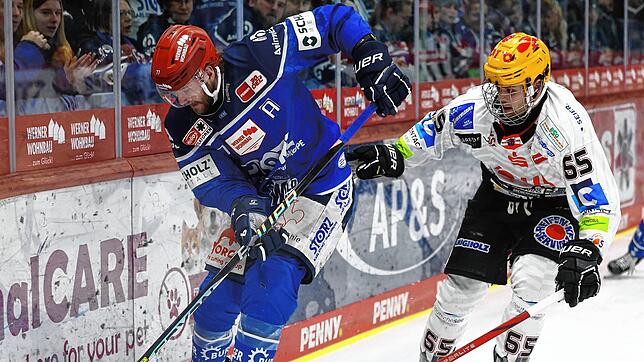 Wild Wings-Stürmer Daniel Pfaffengut (links) zeigt sich vor dem sechsten Playoff-Spiel kämpferisch und selbstbewusst.