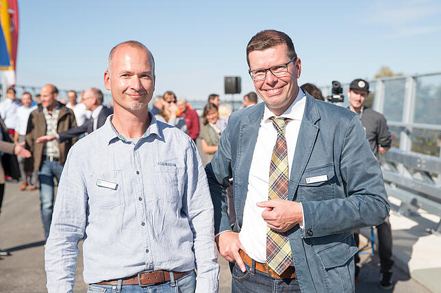 Sie haben den Bau der Südumfahrung verantwortet (von links): der zuständige Projektleiter im Landratsamt, Clemens Brugger, und der ...