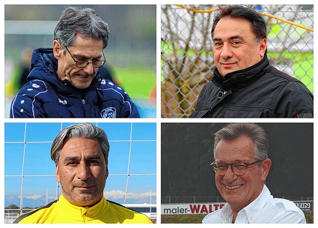 Von links: Cengiz Bozkurt (Pressesprecher des Türkischen SV Bodensee), Joachim Ruddies (Trainer der SpVgg F.A.L.), Abullah Karaboga ...