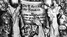 Eine Radierung der Dresdener Malerin Lea Grundig (1906-1977) verweist auf den Kampf der Bauern um ihre Rechte.