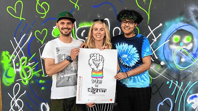 Sie organisieren den queeren Jugendtreff: (von links) Stefan Hoffmann, Melanie Albert, Delian Englputzeder.