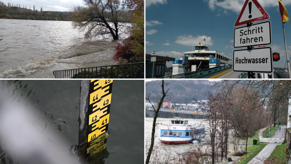 Der Konstanzer Pegel und Bilder von früheren Hochwässern am Hochrhein und am Bodensee. Aktuell steuert der See auf den Grenzwert von ...