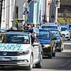 Der Zug kommt: Freiheitsfahrer in der Teggingerstraße.