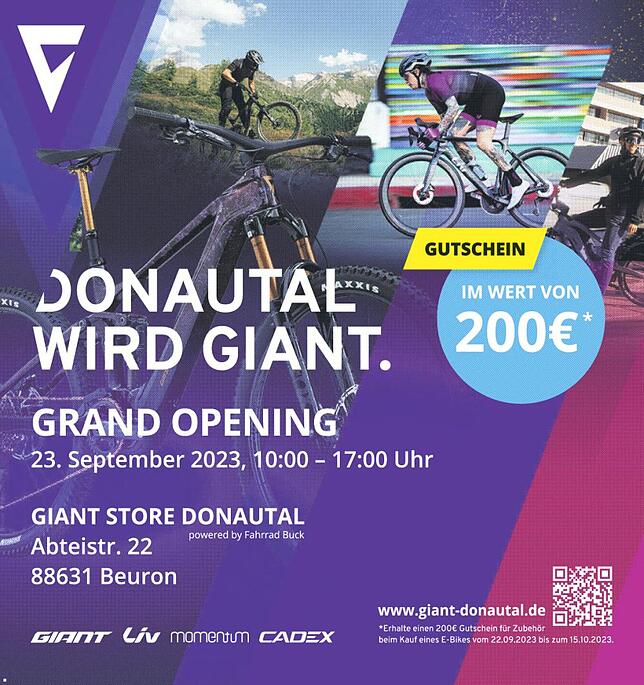 Bild 1: Neueröffnung Giant Store Donautal : Verkaufsfläche und Werkstatt sind deutlich erweitert worden