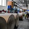 Für ein Verpackungsunternehmen ist es mit das wichtigste Arbeitsmaterial: Viele Papierrollen zeigen sich den Besuchern beim Rundgang ...