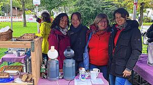 Auch die Aerobic-Damen des RSV Wallbach sind wieder mit dabei und kümmern sich um das leibliche Wohl der Anbieter und Flohmarktbesucher.