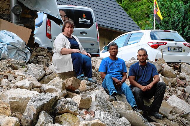 2021: Das Haus der Familie Perera in Grimmelshofen wurde teilweise von den Fluten weggerissen. Das Bild zeigt sie im August 2021. ...