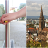 Links: Ein Mieter öffnet die Tür zu einem Überlinger Mehrfamilienhaus. Rechts: Das Freiburger Münster, eines der Wahrzeichen der Stadt ...