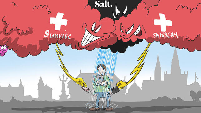 Wenn der Handynutzer im Regen steht: Bei vielen ungünstigen Gelegenheiten loggt sich das Smartphone ins Schweizer Netz ein – und das ...