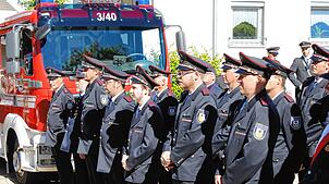 Zur Fahrzeugsegnung waren die Wehrmänner der Abteilung Worndorf angetreten.