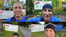 Chris Kunz hat sich an allen vier Checkpoints fotografiert.