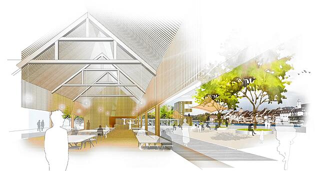 Visualisierung Schaudt Architekten und w+p LandschaftenNoch sehr transparent präsentiert sich der Siegerentwurf des Büros Schaudt ...