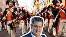 Ministerpräsident Markus Söder (unten im Bild) hat dieses Jahr die &bdquo;Große Narrenschelle&ldquo; des VSAN verliehen bekommen. In ...