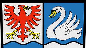 Manche Stadt hat einen Vogel im Wappen, aber die Doppelstadt hat sogar derer zwei: Adler und Schwan. Immerhin eine gewisse Besonderheit, ...