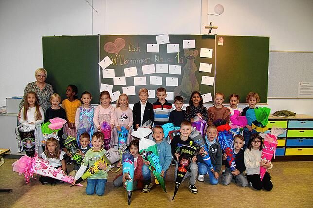 Die Klasse 1a der Haslachschule mit Klassenlehrerin Christina Klepzig.