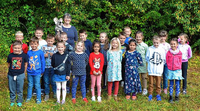Die Klasse 1c der Grundschule Eichberg in Blumberg mit Lehrerin Anita Weinmann.