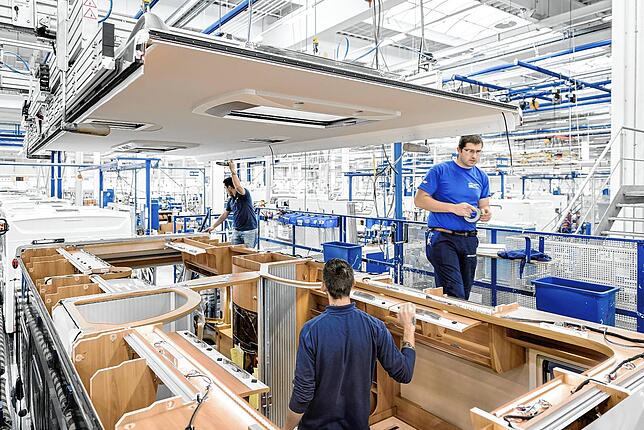 Ein Blick in die Produktionshalle von Hymer in Bad Waldsee.