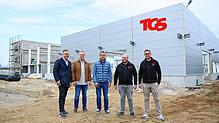 Rohbaufertigstellung TGS in Erzingen (von links): Jürgen Baumeister (FBW), Maximilian Dinser (FBW), Marco Sauter (FBW), Daniel Külling ...