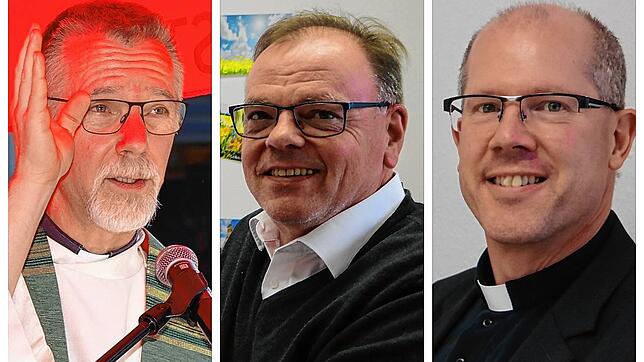 Sie sollen ab 2026 die Geschicke der römisch-katholischen Großpfarreien in der Region leiten (von links): Thomas Mitzkus, Johannes ...