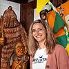 Leonie Roth aus Brigachtal im Stüble der Narrenzunft Brigachtal neben dem Stohmann und dem Stohhansel.