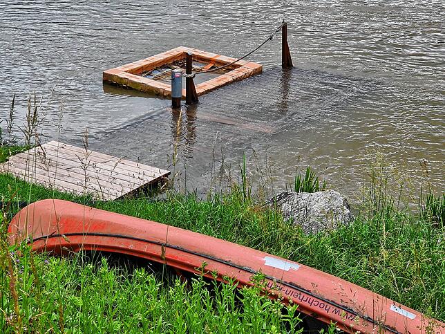 Hochwasser am Naturzeltplatz Murg